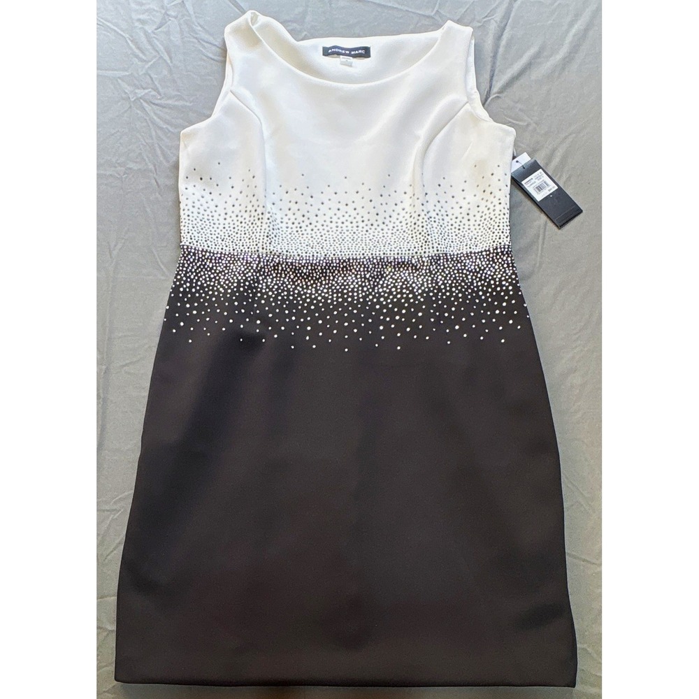 Andrew Marc sleeveless sheath dress, boat neck, rhinestone, Size 16, knee
